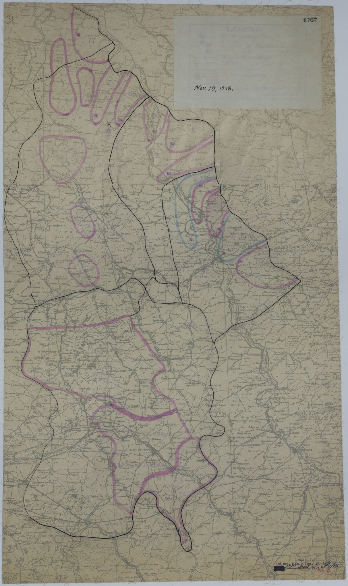 Map of Divisional Positions on November 10, 1918
